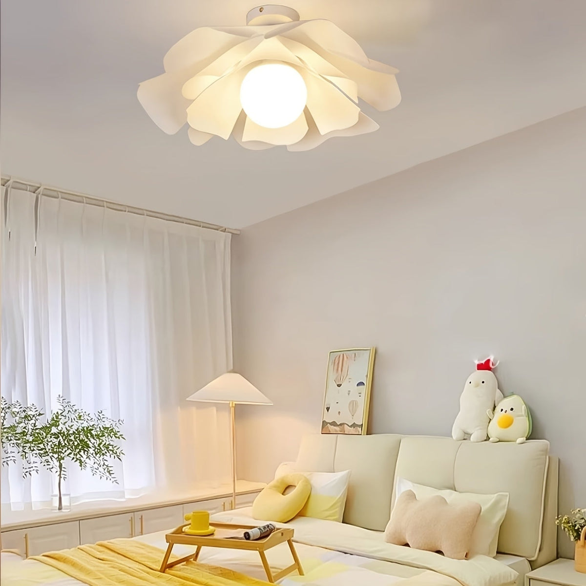 Petal Flower Ceiling Light | Modern Floral Semi Flush Mount Fixture
