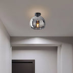 Vintage Bubble Glass Ceiling Light | Retro Amber Glass Pendant