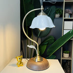 Vintage Goose Neck Table Lamp | Antique Brass USB Bedside Light