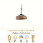 Rustic Hemp Rope Pendant Light | Vintage Farmhouse Ceiling Lamp