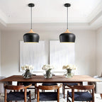Modern Scandinavian Pendant Light | Iron & Wood Grain Design