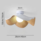 Scandinavian Wooden Lotus Ceiling Light | Resin & Iron Modern Flush Lamp