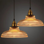 LumiVibe Glass Pendant Light | Elegant Ribbed Glass Hanging Lamp