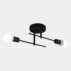 Modern 2-Light Ceiling Lamp | Black & Gold Flush Mount Chandelier