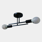 Modern 2-Light Ceiling Lamp | Black & Gold Flush Mount Chandelier