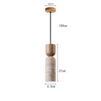 Wabi-Sabi Travertine & Wood Pendant Light | Japanese Minimalist Bedside Lighting