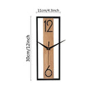 Modern Rectangular Wall Clock | Slim Wood Grain Frame Design