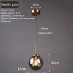 Modern Nordic Glass Globe Pendant Light | Amber, Smoke Grey, Clear Glass
