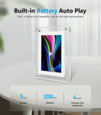 ClearFrame | Acrylic Digital Photo Frame | Portable IPS Display with Built-in Battery