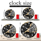 MarbellaTime | Modern Round Wooden Wall Clock | Silent Marble Design