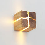 WoodAura Wall Light | Hand-Carved Solid Wood Resin Design