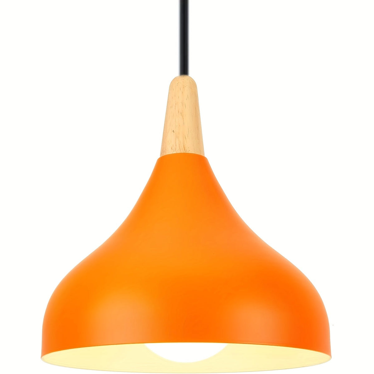 Modern Teardrop Pendant Light | Metal & Wood Hanging Lamp