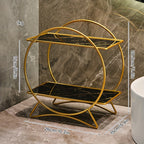 Double-Tiered Bathroom Organiser with Cat Ear Base | Stylish Metal Cosmetic & Skincare Shelf