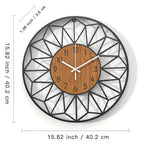 Modern Metal Wall Clock | Wood Grain Centre Design