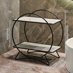 Double-Tiered Bathroom Organiser with Cat Ear Base | Stylish Metal Cosmetic & Skincare Shelf