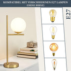 Modern Golden Table Lamp | White Glass Globe Design