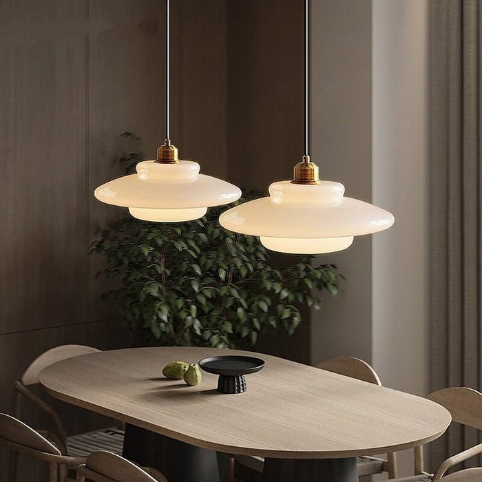 White Glass Pendant Light | Modern Mid-Century Elegance