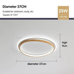 LED Modern Ceiling Lamp | Walnut & Gold Round Design